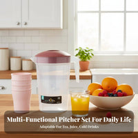 5 Pieces 2000ml Cold Water Kettle Set Large Capacity Water Jug Set Measurement Markings Lidded Drink Pitcher with Cups for Homeowners, Kitchen
