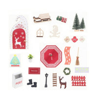 Miniature Holiday Cottage Kit Dollhouse Accessories Festive Miniature House Kit Holiday-Themed Wooden Yuletide Set for Crafters, Desktop Decor