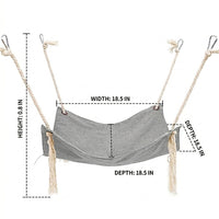 Tassel Cat Hammock and Linen Cat Swing, Breathable Hanging Cat Bed for Indoor Small Pets, Resting Place with Rope Hooks, 47x47cm Design
