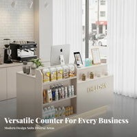 Cashier Counter with Display Shelves Compact Design Convenience Store Checkout Stand Multi-Layer Storage Small Retail Counter for Retailers, Boutiques