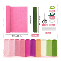 Hot Glue Sticks Crepe Paper Craft Kit Double-Sided Tape Crepe Paper Flower Kit Scissors Hobby Supply Plastic-Coated Wire
