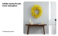 Yellow Forsythia Wreath Versatile Decor Artificial Forsythia Wreath Vivid and Lively Yellow Flower Garland for Gift Recipients, Porch, Patio