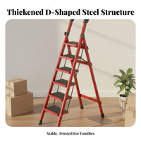 Foldable Folding Step Stool Space Saving Portable V-Shaped Ladder Non-Slip Feet V-Shaped Step Ladder Sturdy Construction for Homeowners, DIY Enthusiasts, Indoor, Kitchen, Garage, Office