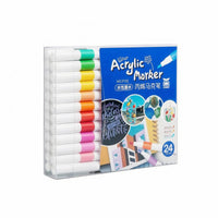 Acrylic Marker Pen White Barrel Hard Tip Marker Art Supply Works on Many Surfaces Vibrant Colors