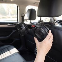 3-Speed Two-headHead Clamp-on Fan 360-Degree Rotating Dual Head Fan Rotatable Portable for Passengers