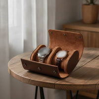 Watch Travel Case Leather Watch Box with Snap Closure for Journeyers