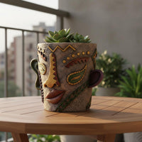 Face Planter Multicolor Resin Planter Rustic Finish