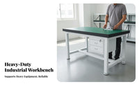 High Load Capacity Heavy-Duty Workbench Wear Resistant Industrial Assembly Table Adjustable Non-Slip Feet Steel Frame Work Bench for Factory Workers, Technicians, Laboratory, Warehouse, Garage, Basement
