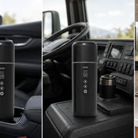 Dual Voltage Car Electric Kettle Stainless Steel Car Kettle with LCD Display Portable Compact for Road Trippers