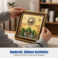 Shanhai Town Bagua Mirror, Round Convex Mirror Hanging Decoration, Hand-Painted Metal Craft, Indoor Outdoor Decor