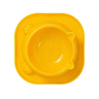 Glossy Feline-Face Bowl Rounded Corners Square Feline Bowl Paw Details Pet Dish