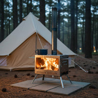 Viewing Window Secondary Combustion Heater Long-Lasting Stainless Steel Wood Heater for Camping
