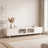 TV Cabinet with Drawers Solid Wood TV Stand with Drawer Fully Assembled Media Console with Drawer for Living Room