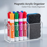 Pen Holder for Fridge, Clear Acrylic Transparent Design, Wall Mounted Organizer for Home Office, Whiteboard