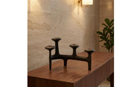 Abstract 4-Cup Candle Holder Textured Tabletop Candle Holder Alloy Home Decor Sturdy for Display