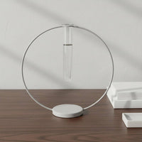Nordic Aesthetic Water-Based Vase Modern Design Iron Frame Test Tube Vase Elegant Accent Glass Tube Flower Stand for Living Room, Office Desk