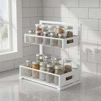 Pull-out Cabinet Organizer Versatile Adjustable Rack Large Capacity 2-Tier Sliding Basket Organizer for Kitchen, Pantry, Lavatory