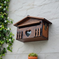 Wooden Mailbox Rainproof Decorative Wall Mailbox Weather-Resistant Household Fixture for Garden