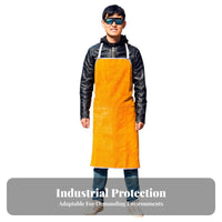 Extended Length Heat Resistant Welder's Apron Reinforced Stitching Leather Metal-Joining Apron for Welders, Blacksmiths, Industrial Use