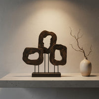 Minimalist Design Wood Grain Sculpture Artisanal Look Abstract Resin Sculpture Polished Finish Modern Tabletop Ornament for Hotel Buyers, Interior Designers, Reception Desk, Entryway, Office Lobby