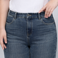Jeans for Women with Medium Stretch Blend, Baggy Fit for Casual Everyday Wear, Distressed Finish Denim Trousers