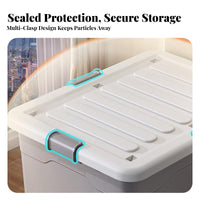 Large Capacity Wheeled Storage Bin with Lid Multi-Purpose Wheeled Latch Box sturdyDuty Rolling Container long-lasting Construction for Homeowners, Families, Playroom, Bedroom, Moving, Closet