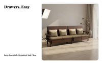 L-Shaped Storage Sectional with Chaise New Chinese design Corner Sofa sturdy Wood Frame Household Seating for Families, Apartment Dwellers, Living Room