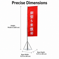 Steel Flagpole Ground Sleeve, 5 Meter Steel Flag Base for Yard Flagpoles, Wind Resistant Resistance Permanent Flag Pole Holder, Square Mount