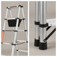 Foldable Telescopic Ladder Aluminum A-Shaped Ladder Heavy Duty Extendable for Home Repairs, Ceiling Work