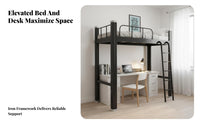 Loft Bed with Desk and Wardrobe Multi-Functional Loft Bed with Desk and Storage Raised Rail for Students, Teenagers, Dorm Room, Apartment