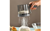 Semi-Automatic Flour Sifter Versatile Handheld Flour Sifter Fine Mesh Powder Sifter Easy to Clean Kitchen Utensil With Lid