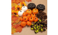 Artificial Pumpkins Assorted Fake Pumpkins with Maple Leaves Mixed Pumpkin Set for Decorators, Thanksgiving, Table Styling, Wreath Making