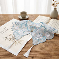 Embroidered Faux Collar Elegant Detachable Collar Floral Capelet Transparent for Cosplayers