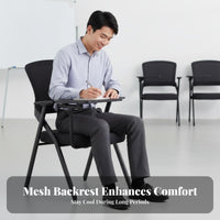 Foldable Design Folding Chair with Writing Tablet Space-Saving Training Room Furniture Padded pad Institutional Seating Ergonomic supportrest for Trainees, Office Workers, Event Attendees, Conference Hall, Classroom, Church