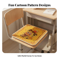 Wear-Resistant Faux Cashmere Chair Mat Soft & Comfortable Cartoon Seat Pad Cute Design for Students, Office Workers, Dining Room