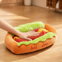 Soft Hot Dog Pet Bed Bolster Hot Dog Bed Soft Washer and Dryer Friendly for Young Dogs