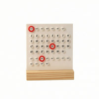Endless Calendar Minimalist Acrylic Calendar with Wood Base Wooden Date and Day Date Display for Study Desk, Office, Home Decor