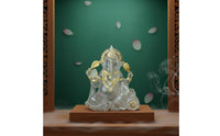 Gold-Toned Seated Ganesha Figurine Decorative Accents Resin Ganesha Statue Indian Craftsmanship