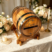 Wooden Barrel Card Storage Bucket for Weddings, Birthdays, Parties, Pub Voting Box, Decorative Storage