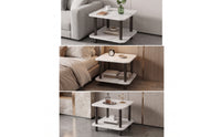Minimalist Two-Tier Side Table Modern Square Side Table Simple Nightstand Sleek for Bedroom