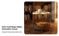 C-Shaped Rolling Side Table Movable with Casters C-Shaped Rolling Table Vintage Inspired Double-Levellevel Storage