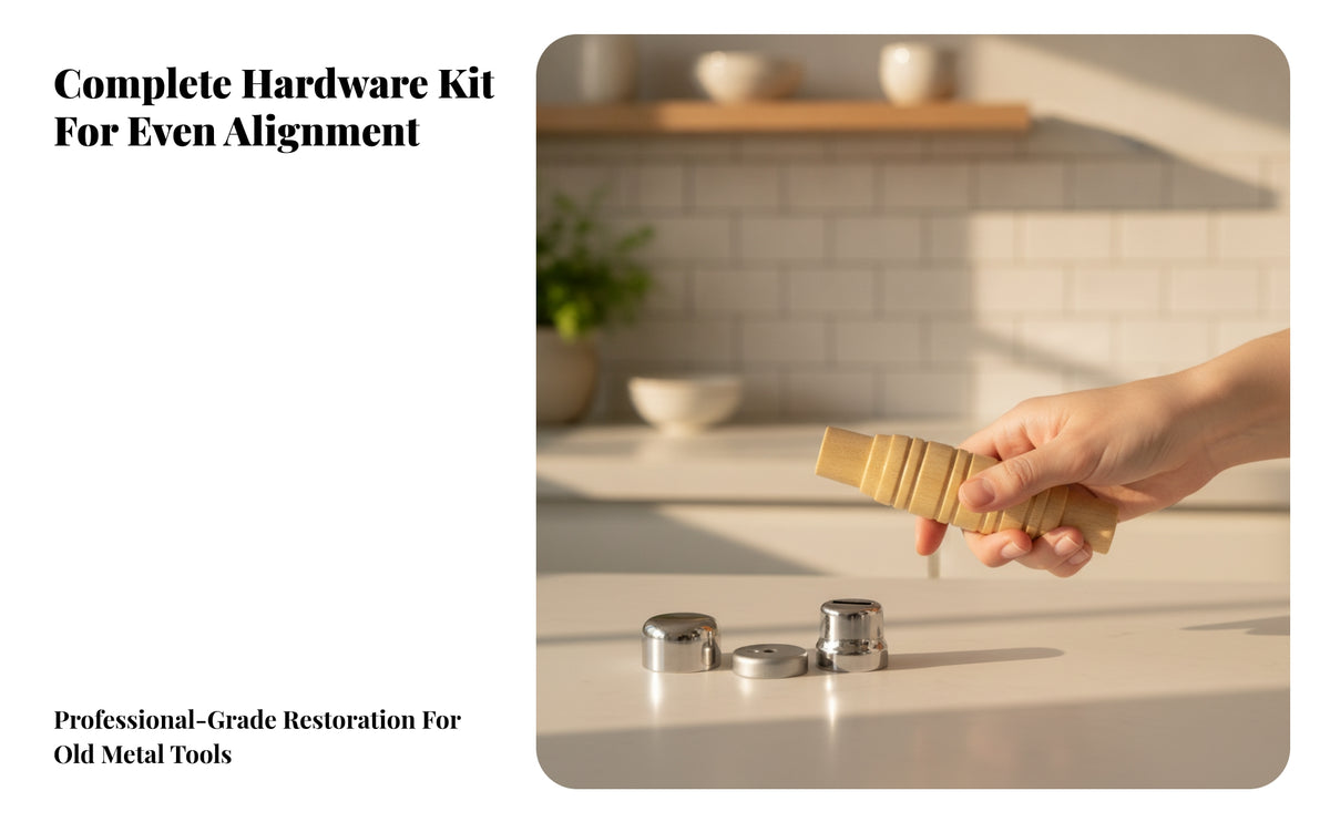 Knife Handle with Metal Fittings | Through-Hole Design, Ergonomic, oak cutlery grip Handle