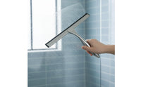 Corrosion-Resistant Shower Squeegee with Hook Sturdy Stainless Steel Squeegee Easy Grip Cleaning Tool Waterproof for Bathroom