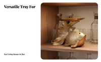 Fortune Symbol Golden Aquatic Creature Figurine Good Luck Charm Golden Aquatic Creature Statue Tray Luxurious Gold Finish for Living Room