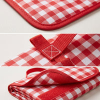 Picnic Blanket and Waterproof Camping Mat for Hiking Family, Extra Large Gingham Oxford Cloth Beach Blanket, Rolled with Handle, Garden Mats
