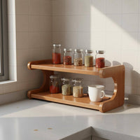 3-Tier Bamboo Seasoning Rack Space Saving Bamboo Seasoning Rack Countertop Seasoning Holder Easy to Clean Kitchen Organizer
