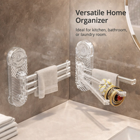 Cabinet and Sink Drain Rack with Rotating Suction Cup Kitchen Rag Holder, Wall-Mounted Dish Cloth for General Organization
