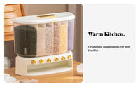 Drill-Effortless Installation Multi-Grid Rice Storage Box Large Capacity Wall-Mounted Rice Dispenser Adjustable Compartments