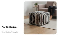 Modern Design Cylindrical Pouf Ottoman Geometric Pattern Floor pillow Comfortable Seating Footstool Soft for Apartment Dwellers, Interior Decorators, Living Room, Bedroom, literary alcove, Entryway