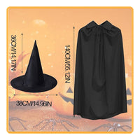 Halloween Witch Costume Pointed Cape with Hat Draped Witch Cape Sturdy for Cosplay